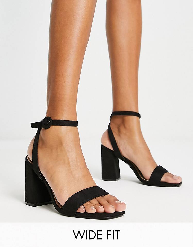 RAID Wide Fit Wink block heeled sandals in black